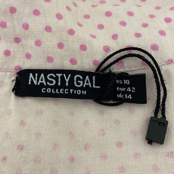 Nasty Gal 2 piece Short Sleve Pajama Set. Pink with dark pink polka dots Size 10 - Picture 4 of 15